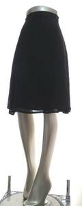  two point successful bid free shipping! R010 RENA LANGE Rena Lange black knee height skirt black Flare lady's bottoms 