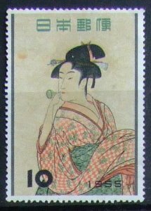 昔懐かしい切手 切手趣味週間 「ビードロを吹く娘」 1955.11.1.発行ｃ