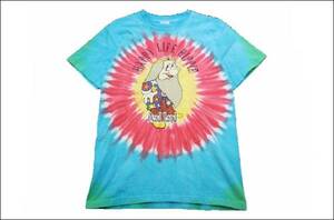 【SMALL(34-36)】 HAPPY LIFE HIPPIE Dead Land タイダイ 染め Tシャツ USA製 柄 総柄 ビンテージ ヴィンテージ 古着 オールド IB742