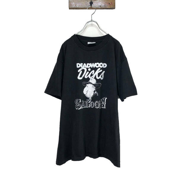 90S ヴィンテージ USA製 Dicks ロゴ プリント オーバーサイズ 半袖 Tシャツ 古着 黒 メンズL BA0960