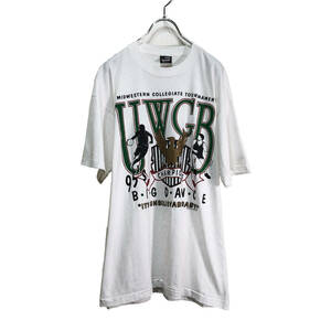 90S USA製 ヴィンテージ カレッジ Tシャツ ウィスコンシングリーンベイ大学 UWGB バスケ メンズL 白 BA1039