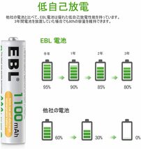 EBL 単4充電池 充電式 ニッケル水素充電池 8本入り 高容量充電池 1100mAhで長持ち 約1200回使用可能 単四充電池 _画像3