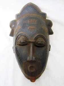 Art hand Auction Masque Baule/Afrique/antique/masque/sculpture sur bois/sculpture/sculpture en bois/masque/ethnique/fait main/expédition le lendemain, Ouvrages d'art, Sculpture, objet, objet