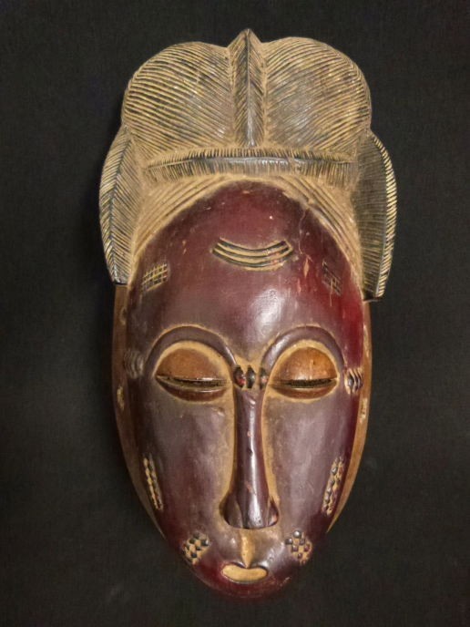 Baule-Maske/Afrika/Antik/Maske/Holzschnitzerei/Skulptur/Holzschnitzerei/Maske/Ethnizität/handgefertigt/Versand am nächsten Tag, Kunstwerk, Skulptur, Objekt, Objekt