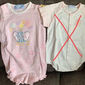 ディズニー薄いピンク色ベビー服 半袖 ロンパース カバーオール 半袖 出産準備
