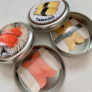 【新品】回転寿司缶入りメモ　たまご　サーモン