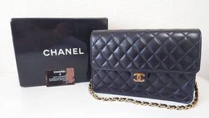 CHANEL シャネル チェーンマトラッセ ショルダーバッグ ブラック CCマーク ココマーク シングルフラップ レザー ラムスキン