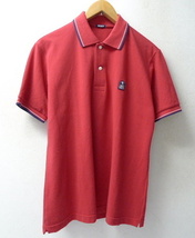 ◆FIDELITY フィデリティ ロゴワッペン 鹿の子 ポロシャツ 赤系 サイズL　美品 _画像1