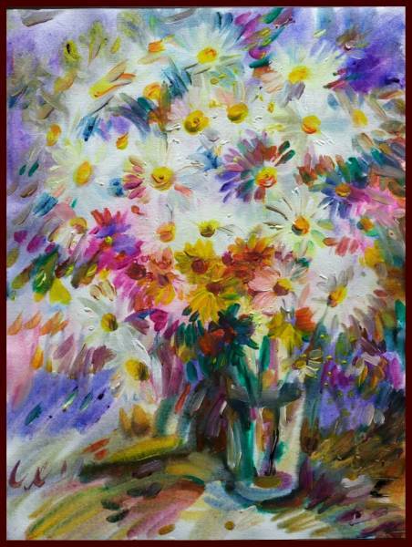 ☆☆Watercolor painting Vivid breath Bouquet α, painting, watercolor, still life painting