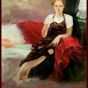 ☆☆☆☆☆油彩画 「ソファーに座る少女」 AE