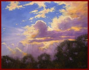 Art hand Auction ☆油画 雄伟壮丽 太阳照耀下的云彩 BY, 绘画, 油画, 自然, 山水画