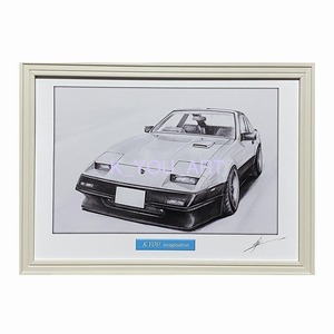 Art hand Auction 日産 NISSAN フェアレディZ31前期【鉛筆画】名車 旧車 イラスト A4サイズ 額付き サイン入り, 美術品, 絵画, 鉛筆画, 木炭画