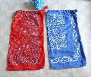 * a little translation have * bandana pattern! red & blue. sack 2 sheets .* shoes inserting etc. .* hand made 