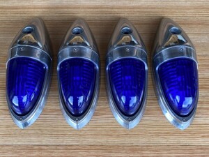 ● 新品 デブナマズ 瑠璃色 4個セット :五光タイプ縦線5本 ナマズマーカー ミニ ガラスレンズ ナマズ ランプ デコトラ 【A-11】