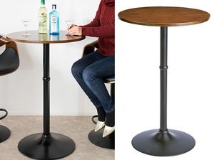 丸 ラウンド テーブル カウンター バーテーブル スチール 黒 ブラック ブラウン ダイニング サイドテーブル 幅60cm