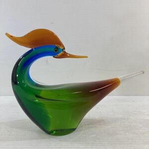 Multi Glass HAND CRAFT マルティグラス マルテイ ハンドクラフト ガラス細工 インテリア 鳥 とり 飾り 置物 オブジェ 昭和レトロ 中古