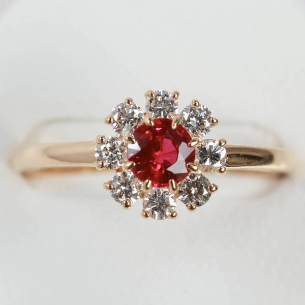 K18 GIA ルビー 0.41ct ダイヤモンド 0.32ct リング