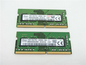 【動作品】　SK hynix 16GB 1Rx8 PC4-3200AA-SA2-11　2枚セット　32GB送料無料