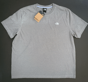 新品USAノースフェイス ロゴ刺繍Tシャツ 杢グレー (XXL) アメリカ直営店購入