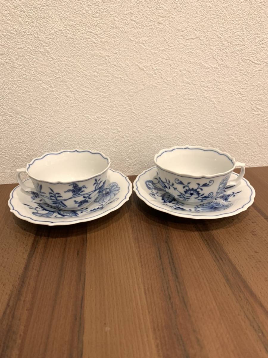 マイセン カップ ソーサー 未使用品 ブルーオニオン 朱金オニオン