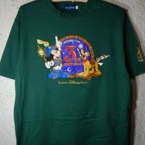 ｎ7447 レア Disney ディズニー 大きめコーデ 2004 ディズニーシー 3周年記念 半袖 tシャツ 00ｓ vintage ビンテージの画像1