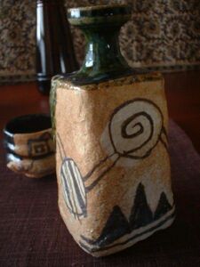  sake bottle Oribe . what writing sake bottle ( also box ).. kiln Sato peace next S-11