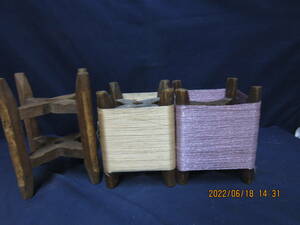 【H189】 木製 糸巻き 糸紡ぎ 木枠 3点セット 和風　インテリア 工芸品 アンティーク 古民具