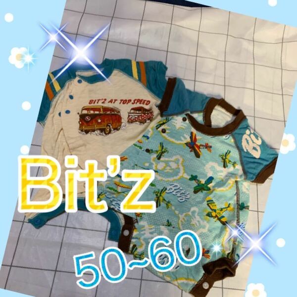 子供服　Bit’z ロンパース　サイズ50-60 お得！2枚セット　(中古　美品)送料無料