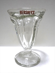 70～80’ｓ ビンテージ HERSHEY'S ハーシーズ サンデーグラス パフェ デザート クリア インテリア 収納 USAキッチン雑貨 14.8cm 美品