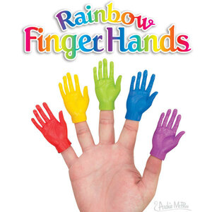 レインボー フィンガー ハンド 5個セット Rainbow Finger Hands 指につける 小さな手 手 カラフル おもちゃ 面白 【メール便OK】