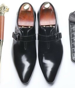 【25.0cm】07-713B新品メンズ 本革ビジネスシューズ モンクストラップシューズ 大人のエレガント 華やかなスタイル 高級紳士靴