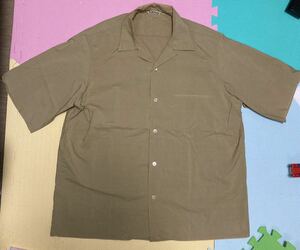 日本製　オーラリー　フィンクス　コットン　オープン　開襟　カラー　シャツ　半袖　3 M ベージュ
