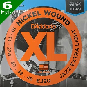 6 комплект D'Addario EJ20 Nickel Wound 3 струна wow ndo010-049 D'Addario электрогитара струна 