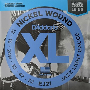 D'Addario EJ21 Nickel Wound 3 string wow ndo012-052 D'Addario electric guitar string 