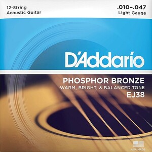 12弦用 D'Addario EJ38 Light 010-047 Phosphor Bronze ダダリオ アコギ弦