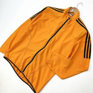 アディダス ☆ adidas オレンジ ナイロンジャケット ウィンドブレーカー 背中メッシュ・機能的裾ポケット◎ メンズM相当 ランニング■AG165