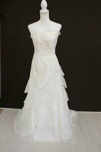  first come, first served! free shipping *6500 jpy uniformity sale #O-219-18# used * wedding dress * eggshell white | size display none / flexible with function 