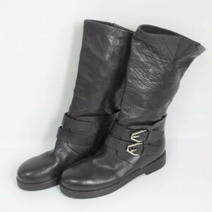 Новый неиспользованный Premiata Premiatal Middious Length Leather Engineer Boots 35 Приблизительно 22,5 см Black Black 124