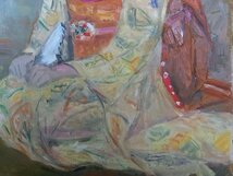 【蔵出し】 大きな油絵 『舞奴』 京都市 森川光子　1982年　肉筆／サイン　ガラス額装　82×95cm　※760 K_画像6