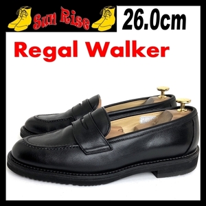 即決 REGAL Walker リーガル ウォーカー メンズ 26cm 本革 レザー ローファー 黒 カジュアル ウォーキング ビジネスシューズ 革靴 中古