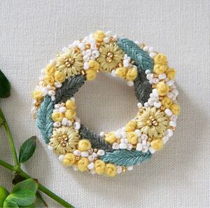 ★新品★K.omono★hanabatake brooch★yello★ミモザ★