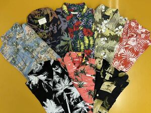 * USA б/у одежда . прекрасный товар короткий рукав Hawaiian гавайская рубашка S 8 шт. комплект продажа комплектом общий рисунок рисунок рубашка хлопок шелк искусственный шелк рубашка с коротким рукавом 