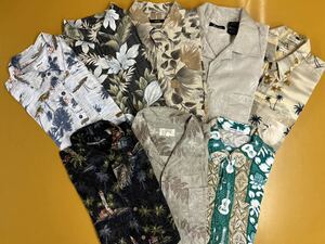 ◆ USA古着卸 美品 半袖 ハワイアン アロハシャツ L 8枚 セット まとめ売り 総柄 柄シャツ コットン シルク レーヨン 半袖シャツ