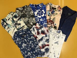 ◆ USA古着卸 美品 半袖 ハワイアン アロハシャツ L 8枚 セット まとめ売り 総柄 柄シャツ コットン シルク レーヨン 半袖シャツ