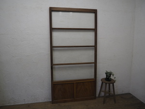 taU179*[H176cm×W89cm]* antique * pretty molding glass. old wooden glass door * fittings sliding door sash retro L under 