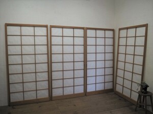 taV184*(9)[H181cm×W89cm]×4 sheets * old shop . pavilion. large old shoji door * fittings sliding door sash old Japanese-style house reproduction interior housing reform retro M pine 