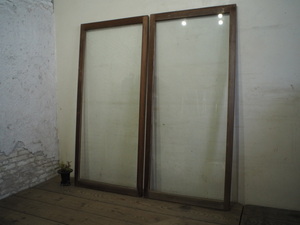 taA0251*[H150cm×W68,5cm]×2 sheets * antique * one sheets glass. old tree frame sliding door * old fittings wave glass door window sash old Japanese-style house used retro K.1