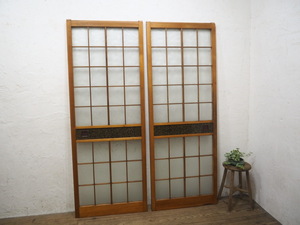 taB0869*(2)[H180cm×W67,5cm]×2 листов * Showa Retro . тест ... большой старый из дерева стекло дверь * старый двери раздвижная дверь старый дом в японском стиле воспроизведение блок дом мир современный M сосна 