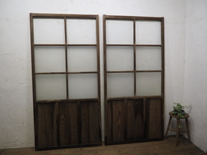 taY0387*(2)[H182,5cm×W89,5cm]×2 sheets * retro taste ... large old wooden glass door * old fittings sliding door sash old Japanese-style house reproduction reform M under 