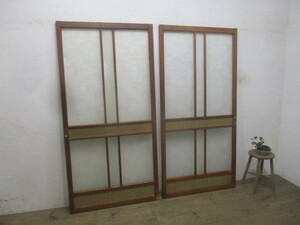 taL507*[H176,5cm×W88cm]×2 sheets * retro taste ... old wooden glass door * fittings sliding door old Japanese-style house block shop peace . Showa era L under 
